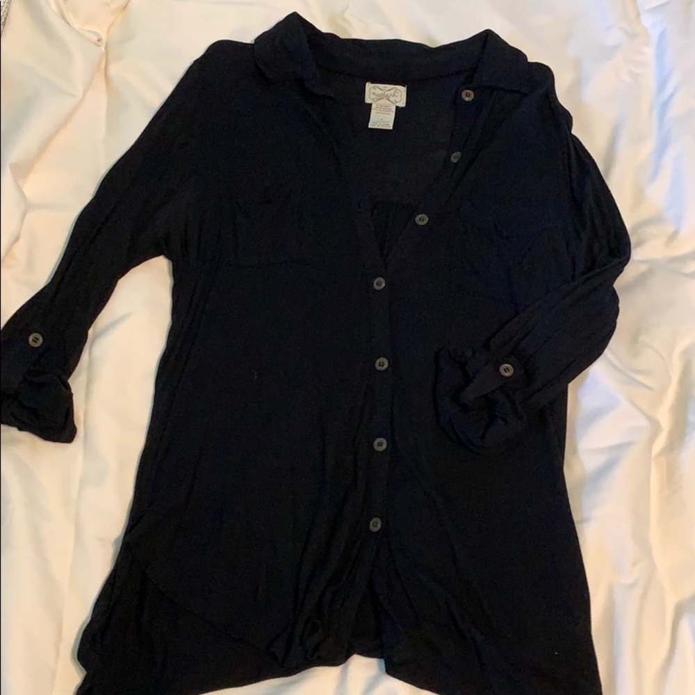 Black button up 3/4 length sleeve